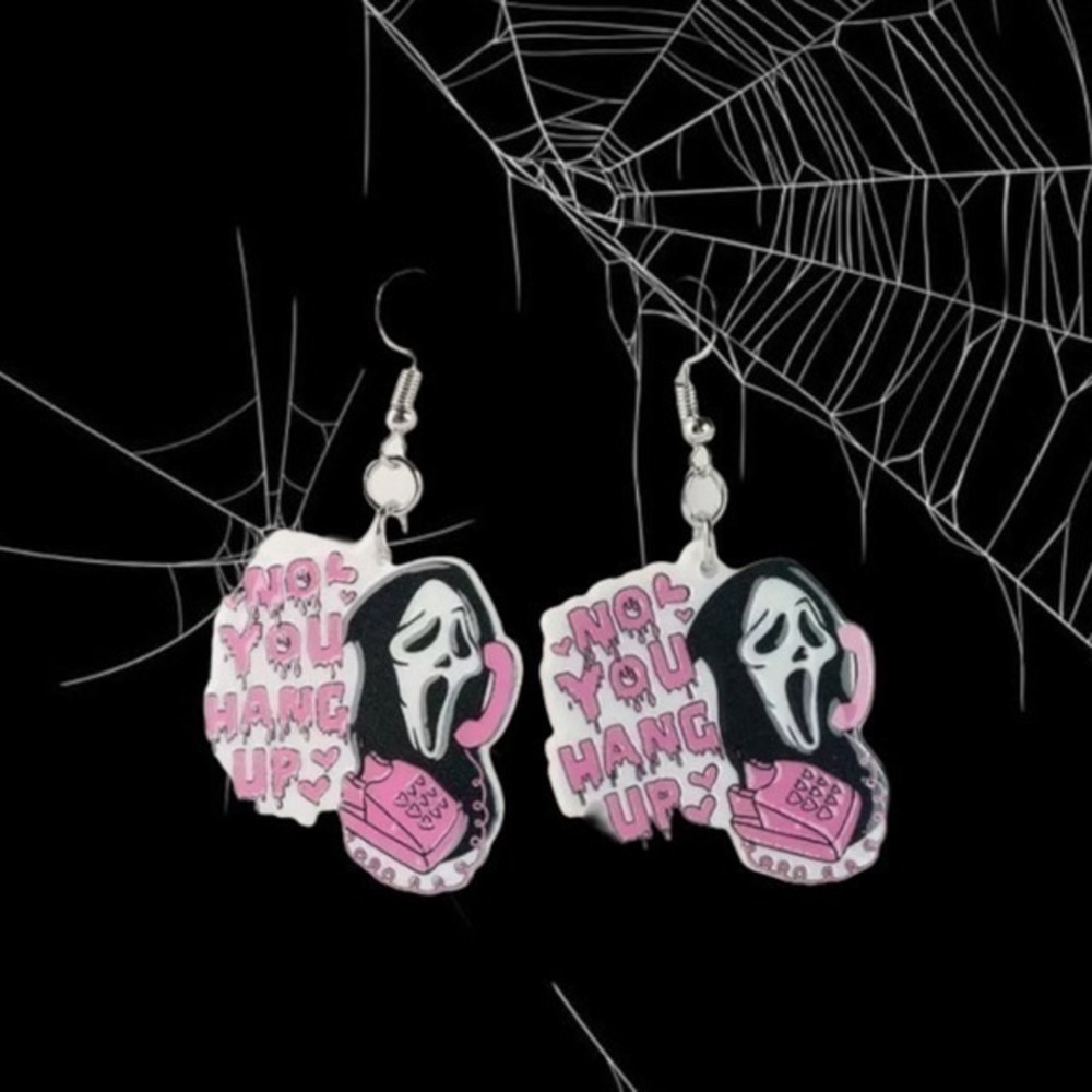 The movie Scream- GhostFace “no you‎ hung up first “ Earrings